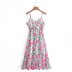 floral print low-cut lace-up sling long dress  NSAM123241