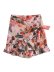 spring slanted shoulder printed top and knotted ruffled hem shorts two-piece set NSAM123246