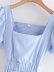 vestido largo ceñido a la cintura elástico sin espalda de manga corta con cuello cuadrado azul NSAM123248