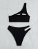 single-shoulder hollow high waist solid color Tankini two-piece set NSCSY123254