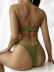 bikini ajustado de tres piezas con cuello colgante y cordones estampados NSCSY123271