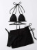 conjunto de tres piezas de bikini de color sólido sin espalda con cuello colgante y cordones NSCSY123274