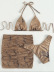 mesh marble printing hanging neck high waist bikini three-piece set NSCSY123276