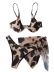 Dairy cow print sling wrap chest high waist lace-up bikini three-piece set NSCSY123278