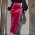 solid color velvet slim slit skirt NSGHF123286