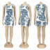 Chinese style printing sleeveless slim dress NSHBG123306