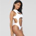 solid color hollow one-piece swimsuit with chest pad  NSLWW123319