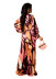 print long-sleeved v-neck knotted top and high-waist loose mopping pants two-piece set NSFH123349