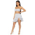 plaid wrap chest top short skirt two-piece set NSHBG123367