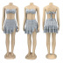plaid wrap chest top short skirt two-piece set NSHBG123367