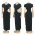 solid color short sleeve hollow waist slit dress NSHBG123371