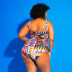 plus size printing hollow one-piece swimsuit NSYLH123374