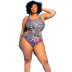plus size printing hollow one-piece swimsuit NSYLH123374