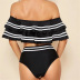 plus size double layer lotus leaf stitching high waist split swimwear NSYLH123383