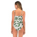 print/solid color ruffled edge lace-up one-piece swimsuit  NSJHD123402