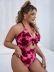 plus size sexy tie-dye hollow lace up neck one-piece swimsuit (multicolor） NSJHD123407
