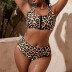 conjunto de dos piezas de bikini de cintura alta con cremallera y estampado de leopardo de talla grande NSJHD123411