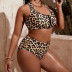 plus size leopard print zipper high waist bikini two-piece set NSJHD123411