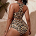 plus size leopard print zipper high waist bikini two-piece set NSJHD123411