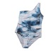 plus size ink print oblique one-shoulder knotted one-piece swimsuit  NSJHD123414