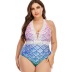 large size gradient color mermaid scale printing edge stitching one-piece swimsuit  NSJHD123418