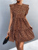 Round Neck Flying Sleeves Retro short Leopard Print Dress NSLNZ123423