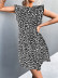 Round Neck Flying Sleeves Retro short Leopard Print Dress NSLNZ123423