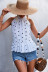 hanging neck lace-up sleeveless polka dot print top NSLNZ123429