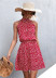 hanging neck lace-up sleeveless polka dots dress NSLNZ123431