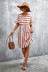 short-sleeved ruffle round neck loose striped dress NSLNZ123433