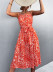 Breasted Leopard Print sling backless lace-up long Dress NSLNZ123435
