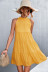 Sleeveless stand neck fungus edge loose solid color Dress NSLNZ123440