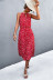 printed Lace-Up V-Neck Slit Sling Dress without belt NSLNZ123448