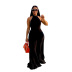 solid color sleeveless off-shoulder round neck wide-leg mopping jumpsuit  NSLHC123463