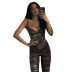 print suspender hollowed backless slim high waist vest and trousers suit NSLHC123479
