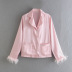 buttons solid color Long Sleeve Feather lapel top NSLQS123531