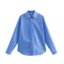 blue long-sleeved Faux Jeweled Poplin Shirt NSLQS123533