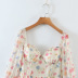 floral Printed long-sleeved word-neck layered short Dress NSLQS123536
