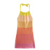 backless hanging neck sunset color knitted dress NSLQS123539
