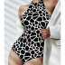 print hanging neck backless lace-up one-piece swimsuit NSLRS123582