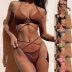 lace-up hanging neck lace-up solid color/polka dots print bikini set NSLRS123583