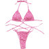 conjunto de bikini con cordones en el cuello colgante con cordones en color sólido/estampado de lunares NSLRS123583