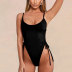 sling backless lace-up solid color one-piece swimsuit NSLRS123584