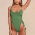 sling backless lace-up solid color one-piece swimsuit NSLRS123584