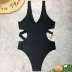 High Waist sling v neck hollow leopard print One Piece Swimsuit NSLRS123587