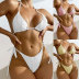 hanging neck lace-up backless solid color bikini two-piece set NSLRS123592