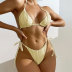 hanging neck lace-up backless solid color bikini two-piece set NSLRS123592