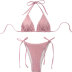 conjunto de dos piezas de bikini de color sólido sin espalda con cordones y cuello colgante NSLRS123592