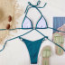 conjunto de dos piezas de bikini con cordones y cuello colgante de color sólido/estampado NSLRS123593