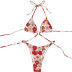 conjunto de dos piezas de bikini con cordones y cuello colgante de color sólido/estampado NSLRS123593